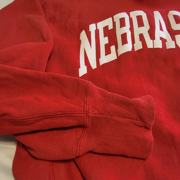 Champion Reverse Weave 90s Nebraska University Red Pullover Sweater, Size L. - Picture 8 of 16